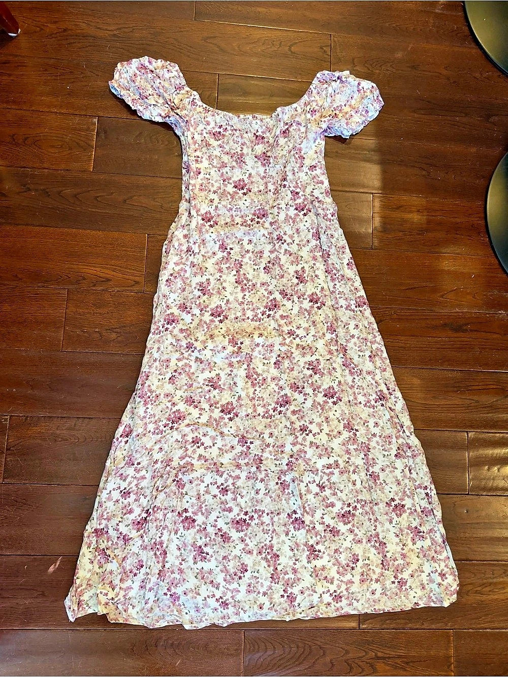 Floral Maxi Dress in Pink & Cream Cap Sleeve